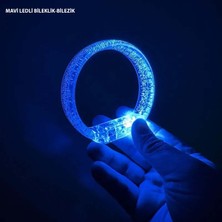 Elwes Mavi LED Işıklı Baskı Yapılabilen Pilli Bileklik Bilezik 1,5 cm Genişlik