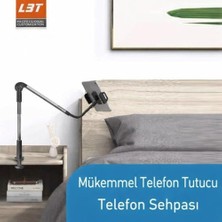Zenwaya Store Profesyonel Ayarlanabilir LED Işıklı Uzun Kollu Alüminyum Masaüstü 14.6 Inç Kadar Uyumlu iPad ile Uyumlu Tablet Stant ve Tutucu | Cantilever Kol Tasarım, 360° Döner (L365 - Siyah)