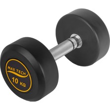 Max Tech 10 kg Profesyonel Dambıl Siyah Kauçuk Kaplama Uzun Ömürlü Kullanım Özelliği