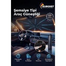 Araç Ön Cam Güneşlik Şemsiyesi, Katlanabilir Oto Ön Cam Güneşlik – Şemsiye Tasarım, Uv Koruyucu, Taşıma Çantalı, 140X79 cm