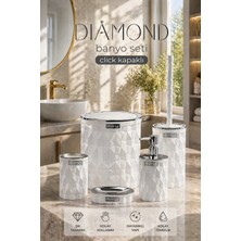 Okyanus Home Diamond Beyaz Kromlu 5'li Banyo Seti Suya Dayanıklı Modern Stil ile Şık Tasarım