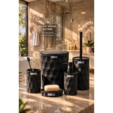 Okyanus Home Diamond Siyah Banyo Seti 5'li Suya Dayanıklı Malzeme ile Modern Tasarım