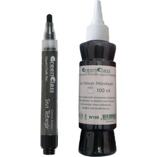 3 Parça Green Class Sıvı Tebeşir Tahta Kalemi Seti - Siyah 0.5 mm Kalem Ucu ile Ergonomik Tasarım