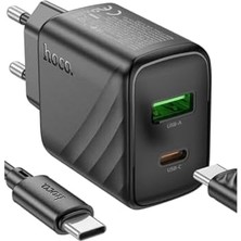 Zenwaya Store CS23A Sunlight 30W Pd Hızlı Şarj Cihazı - 1x Usb-C ve 1x Usb-A Qc 3.0 Çıkışlı, 1 Metre Usb-C Şarj Kablosu Dahil - Siyah