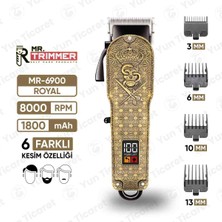 Mr.trimmer Şarj Göstergeli 6 Kademeli 8000 Rpm 1800 Mah Saç Sakal Tıraş Makinesi Erkek Bakım MR-6900 Royal