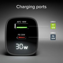 Sbs Ekranlı Şarj Cihazı, 1 Adet Usb-C Pd 30W , 1 Adet Usb-A 18W