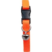 Pet Tag Art Neon Turuncu Zilli Ayarlanabilir Kedi Boyun Tasması 22-30 cm