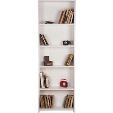 The Violett 5 Raflı Kitaplık Beyaz Suntalam Klasik Tasarım 169 cm Yükseklik 56 cm Genişlik