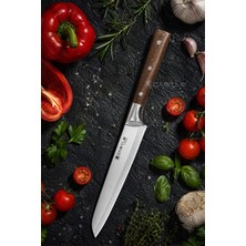 Castle Wood Serisi Ceviz Sap Doğrama Mutfak Şef Bıçağı Et Ekmek Sebze Salata Şef Bıçak LZG-102