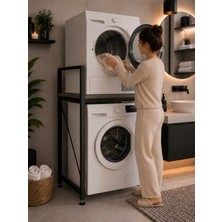 Flinder Lifos Beyaz Raflı Çamaşır Makinesi Dolabı Kurutma Makinesi Dolabı Metal Banyo Dolabı