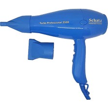 Schatz Turbo 3500 Profesyonel Fön Makinesi 2400 W Mavi Renkli İyon Teknolojisi ve 2 Kademe Hız Ayarı