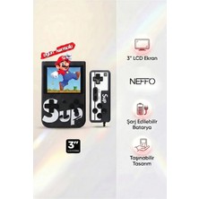 Neffo Sup Retro Atari Çift Kol 400 Oyunlu Taşınabilir Konsol 3.0 inç Ekran ile Şarj Edilebilir