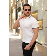 Alyn Wear Erkek Çizgi Desenli Fermuar Yakalı Kısa Kollu Tişört