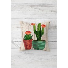 Zenwaya Store Pelangi Kaktüslü Sukulentli Çift Tarafı Baskılı Gizli Fermuarlı Yastık Kılıfı Kırlent Koltuk Yastık Kılıfı, Yeşil-Nar Çiçeği 45 x 45, 24691132945451