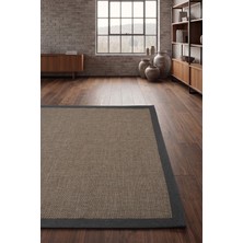 Santiva Home Monaliza Biyeli Sisal Halı Hav Toz Vermez Kolay Temizlenir Kahve Kumaş Biyeli Robot Süpürgeye Uygun Jüt Halı Yolluk Hasır