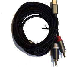 CHESTER Type-C To 2 Rca Ses Kablosu 2 Metre Örgülü Kıvrılmaz Dönüştürücü Telefon Amfi Mikser Hoparlör Kablosu