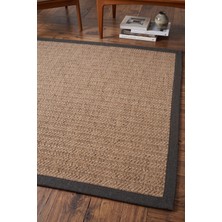 Santiva Home Monaliza Sisal Biyeli Halı Kolay Temizlenir Hav Toz Vermez Kahve Kumaş Biyeli Robot Süpürgeye Uygun Jüt Halı Yolluk Hasır