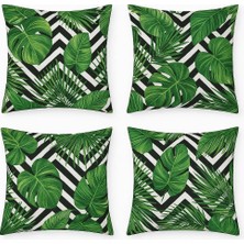 Zenwaya Store Dijital Baskı Yaprak Desenli Dekoratif Yastık Kılıfı 45X45 cm – Fermuarlı, Yıkanabilir, Modern Yeşil Tasarım, 4’lü Set – Iç Yastık Dahil Değildir