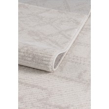 Santiva Home Krem Geometrik Çizgili Leke Tutmaz Salon Mutfak Antre Halısı