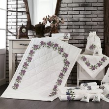 Minelya Home Mor Kanaviçe 5 Parça Seccade Bohça Seti Kaymaz Tabanlı Yüksek Kalite Linen