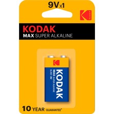 Kodak Max Alkalin 9 Volt Pil 570 mAh Tek Kullanımlık Yüksek Enerji Performansı