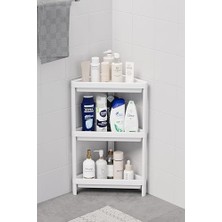 Zenwaya Store Life 3 Katlı Üçgen Plastik Beyaz Banyo Mutfak Rafı MIT1059