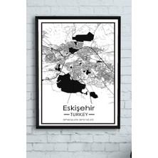 Zenwaya Store (PSTER14390) Eskişehir Harita Dekoratif Çerçeveli Tablo 21 x 30