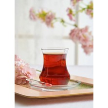 Lav Eda Cam Çay Seti 6 Kişilik 170 ml (6 Çay Bardağı, 6 Çay Tabağı)