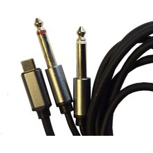 CHESTER Type-C To 2x 6.35 mm Çivi Jak Ses Kablosu 1.5 Metre Telefon Bilgisayar Mikser Amfi Dönüştürücü Kablo