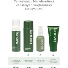 Lunova 4’lü Komple Cilt Bakım Rutini Seti | Cilt Kurutmayan Temizleyici, Bariyer Güçlendirici Milk Serum, Aydınlatıcı Jel Serum & Yoğun Nemlendirici Krem