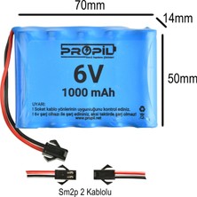 Propil 6V 1000mAh Ni-Cd AA SM2P Siyah Soketli Oyuncak Pili