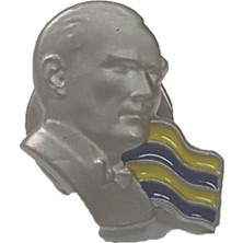 Fenerium Lisanslı Atatürk Rozet Gümüş Renkli Takım Aksesuarı Özel Tasarım