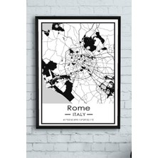 Zenwaya Store (PSTER14410) Italya Roma Harita Dekoratif Tasarım Çerçeveli Tablo 21 x 30