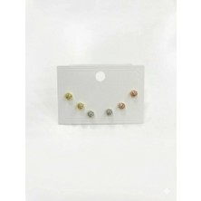 Uray Store Sarı-Pembe-Rodyum Zirkon Taşlı Pirinç Altılı  Kombin Küpe - KP00664