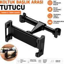 Dexmon Araç Içi Koltuk Başlık Arası 360° Dönebilen Telefon & Tablet Tutucu 4.7-12.9 Inç Tüm Araçlara Uyumlu