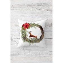Zenwaya Store Pelangi Yılbaşı Temalı Geyik Çift Tarafı Baskılı Gizli Fermuarlı Yastık Kılıfı Kırlent Koltuk Yastık Kılıfı, Beyaz-Yeşil-Kahve 45 x 45, 24691156845451