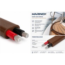 Marinox Marin Yassı Kordon Kalaylı Tekne ve Yat Elektrik Kablosu 2x0,75 Mm² Deniz Tipi Esnek Kablo