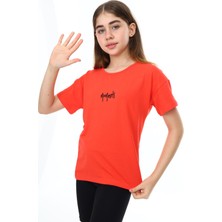 Toontoy Kids Toontoy Kız Çocuk Baskılı Bisiklet Yaka Kısa Kollu Tişört