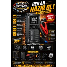 BRO'MS Araç Akü Takviye Cihazı 4500A Lastik Şişirme Kompresörlü