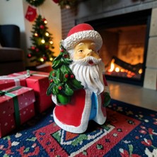 Hureggo Vintage Küçük Çam Ağaçlı Noel Baba Yılbaşı Biblo / Dekoratif Yeni Yıl Objesi (9 Cm)