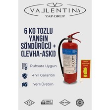 Vallentina 6 kg Kuru Kimyevi Tozlu Yangın Söndürme Cihazı Ruhsata Uygun Tse-Hyb/ce Belgeli 4 Yıl Garantili (Levha-Askı Aparatlı)