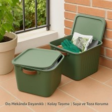 Zenwaya Store 20LT Kapaklı Organizer Kutu – Dayanıklı Plastik Saklama Kutusu, Yan Kulplu, Renkli Büyük Boy Depolama Kutusu (40X30X25CM) (Renk Stok Durumuna Göre Gönderilir)