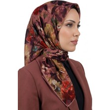 Hadiora Kadın Gül Kurusu Çiçek Desenli Organik Pamuk Soft Eşarp