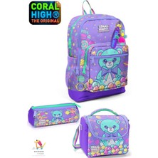 Coral High Kids Şeker Ayıcık Desenli Okul Sırt Çantası Beslenme Çantası,kalem Çantası Set