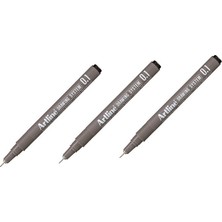 Artline Drawing System Siyah 0.1 mm Teknik Çizim Kalemi Su Geçirmez Özellikli Metal Hazneli