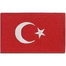 Sim Nakış Türkiye Türk Bayrak Arma Patch Peç 5 x 8 cm Kırmızı Renkli İşleme Özelliği