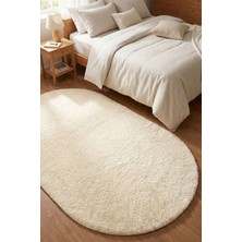 Dekozer Oval Mabel Krem Yumuşak Tuşeli Halı|10 Farklı Renk Seçeneği Kaymaz•taban•yıkanabilir•modern