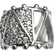 Cesicey Earcuff Sıkıştırmalı Çelik Kıkırdak Küpe Üçgen Desenli Zirkon Taşlı Gümüş Renk
