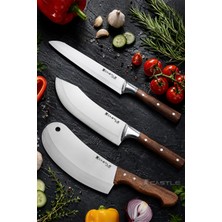 Castle Hand Craft Mutfak Bıçak Seti Et Ekmek Sebze Salata Şef Bıçağı 3 Lü Set Günlük Kullanım ( MFT-090 )