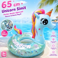LRS Store 3-8 Yaş Sevimli Unicorn Kız Çocuk Simidi Yüksek Kalite Pullu Çocuk Simli Simit